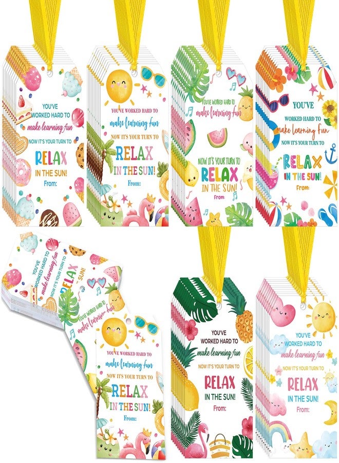 Gilprop 60 Pcs Summer Teacher Appreciation Gift Tags Thank You Gift Tag Set for Teacher End of School Year Your Turn to Relax in The Sun Tags Writable Thank You Card Graduation Supplies - Image 1